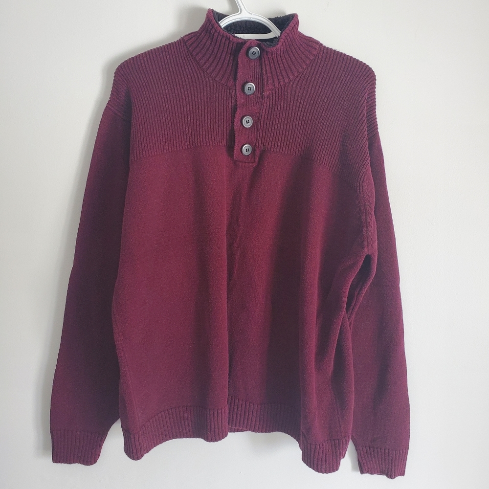 Tricots St Raphael | Men's Red Knit Sweater with 3/4 Button